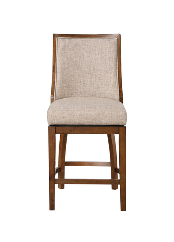 Katherine 24 in. High Back Wood 40.74 in. Swivel Counter Stool with Fabric Seat